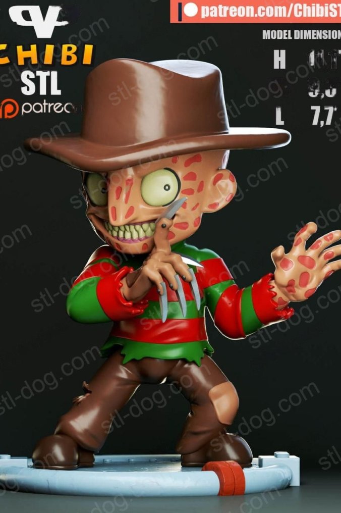 梦魇杀手 弗雷迪·克鲁格(Freddy Krueger Chibi) 3D打印图纸